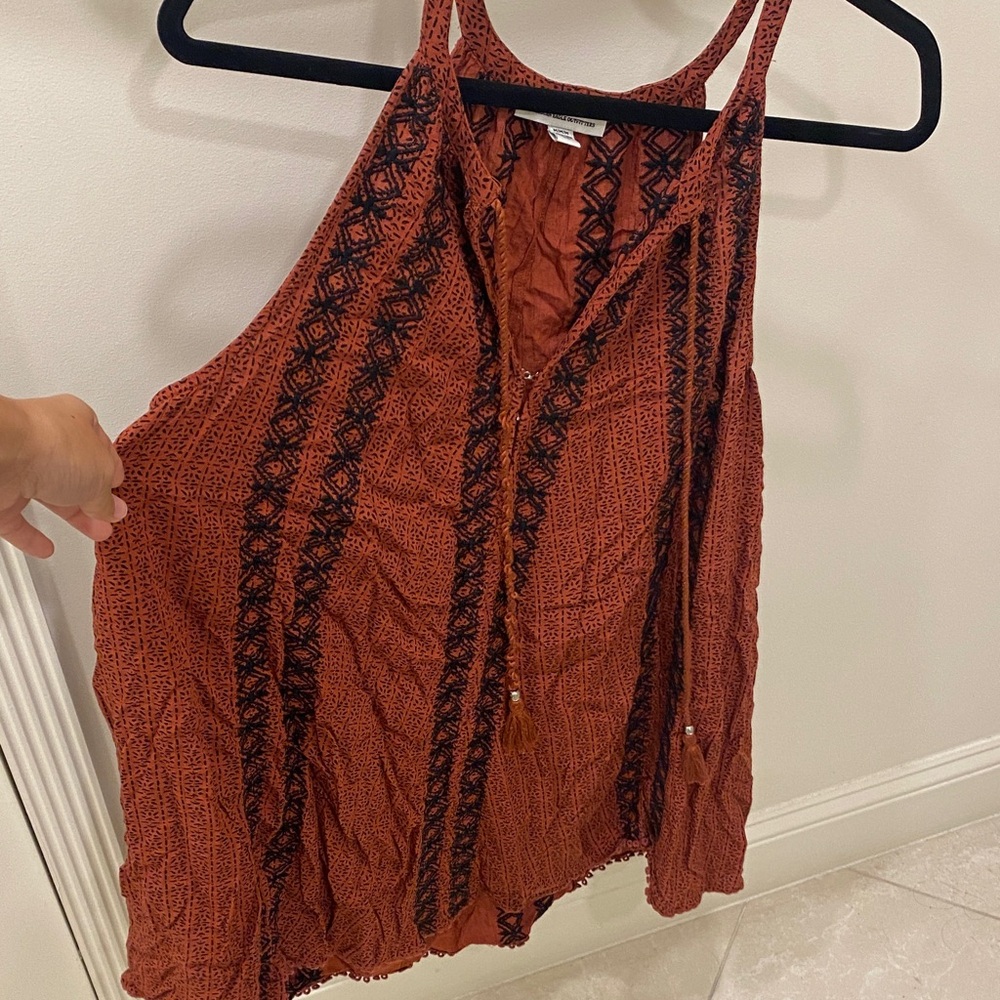 American Eagle Outfitters Women's Burnt Orange Sleeveless Dress Size Medium Boho
